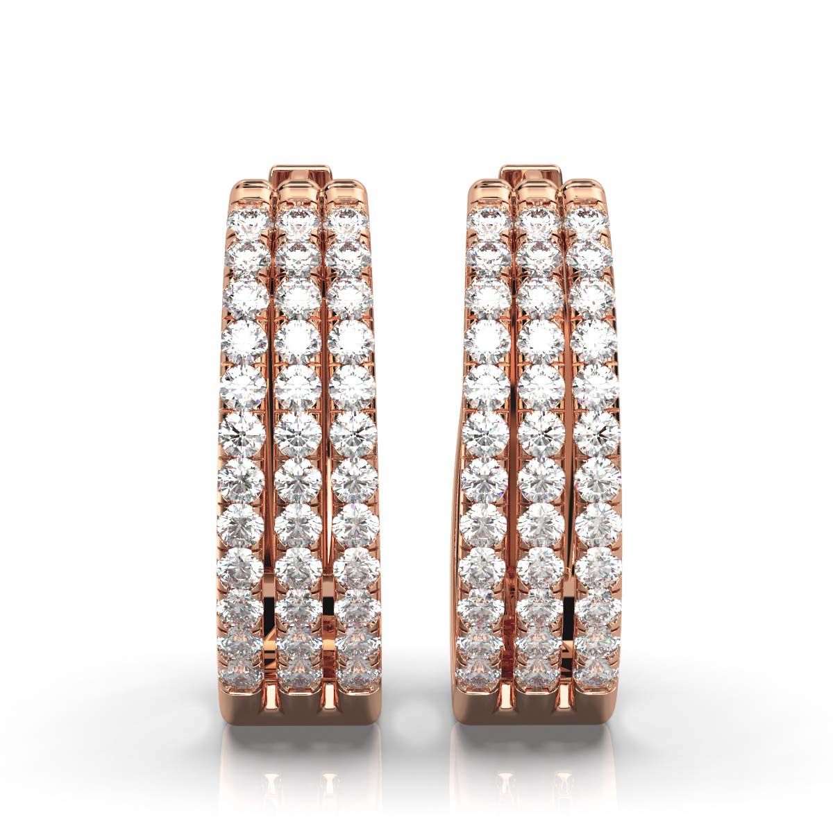 The Trinity Pavé Hoop: 1.22 CTW Wide Multi-Row Lab Diamond Huggies 14K-18K Gold/Platinum