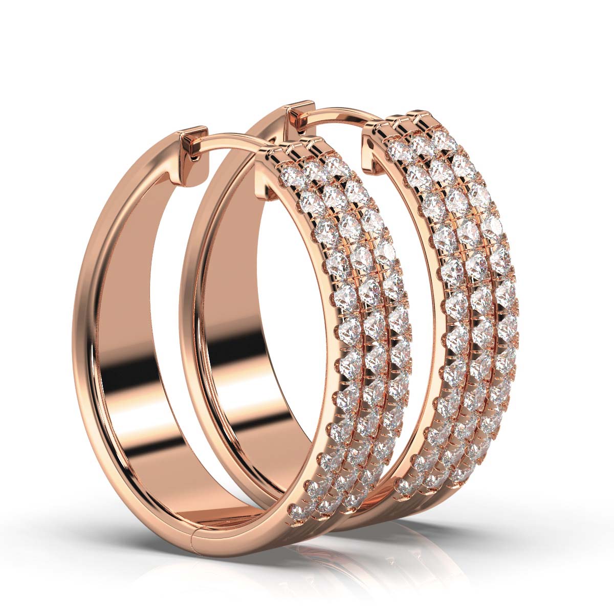 The Trinity Pavé Hoop: 1.22 CTW Wide Multi-Row Lab Diamond Huggies 14K-18K Gold/Platinum
