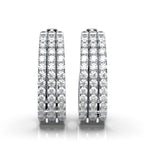 The Trinity Pavé Hoop: 1.22 CTW Wide Multi-Row Lab Diamond Huggies 14K-18K Gold/Platinum