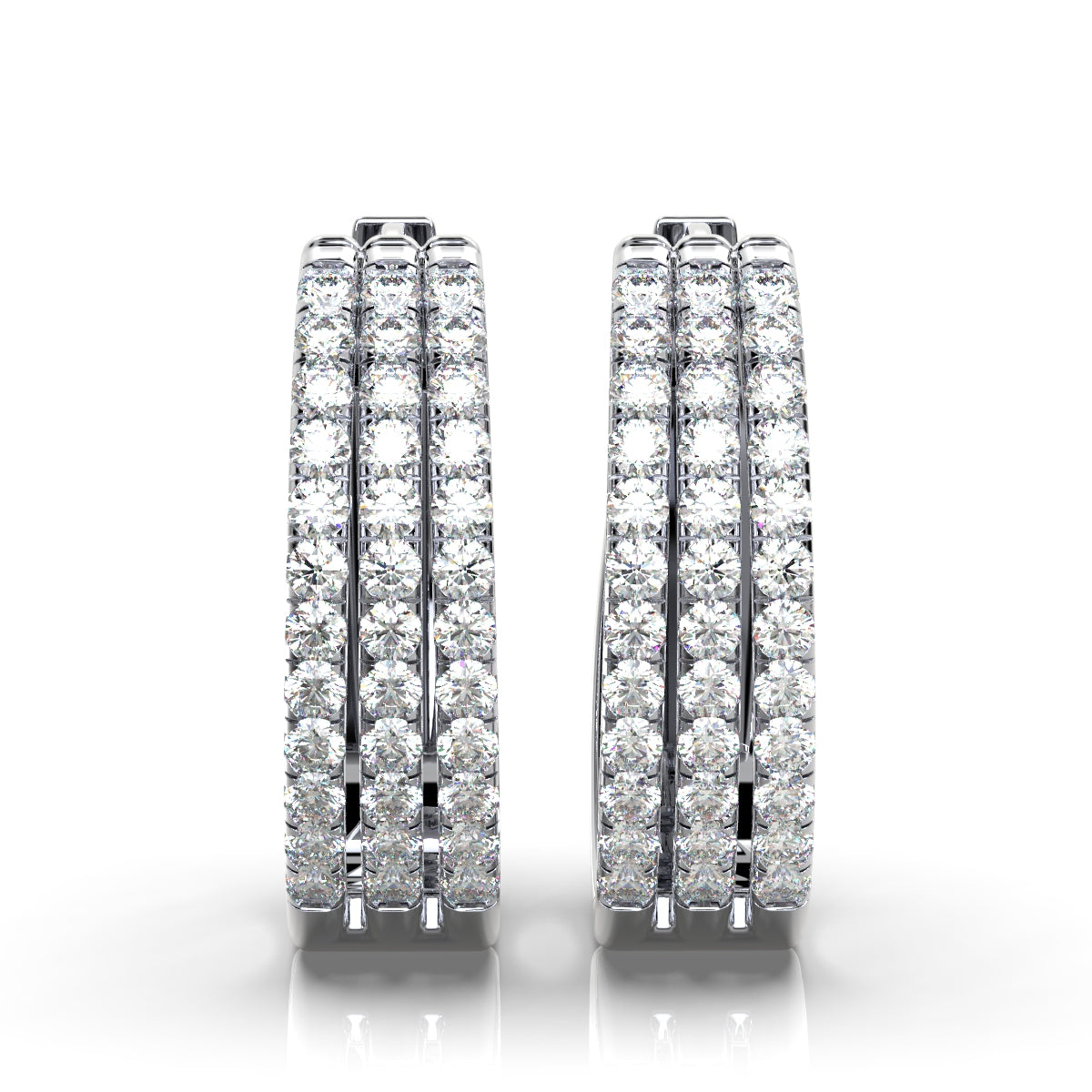 The Trinity Pavé Hoop: 1.22 CTW Wide Multi-Row Lab Diamond Huggies 14K-18K Gold/Platinum