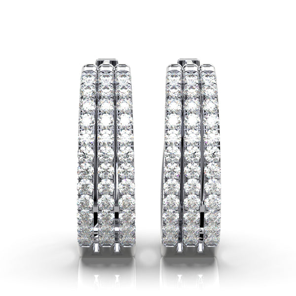 The Trinity Pavé Hoop: 1.22 CTW Wide Multi-Row Lab Diamond Huggies 14K-18K Gold/Platinum