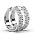 The Trinity Pavé Hoop: 1.22 CTW Wide Multi-Row Lab Diamond Huggies 14K-18K Gold/Platinum
