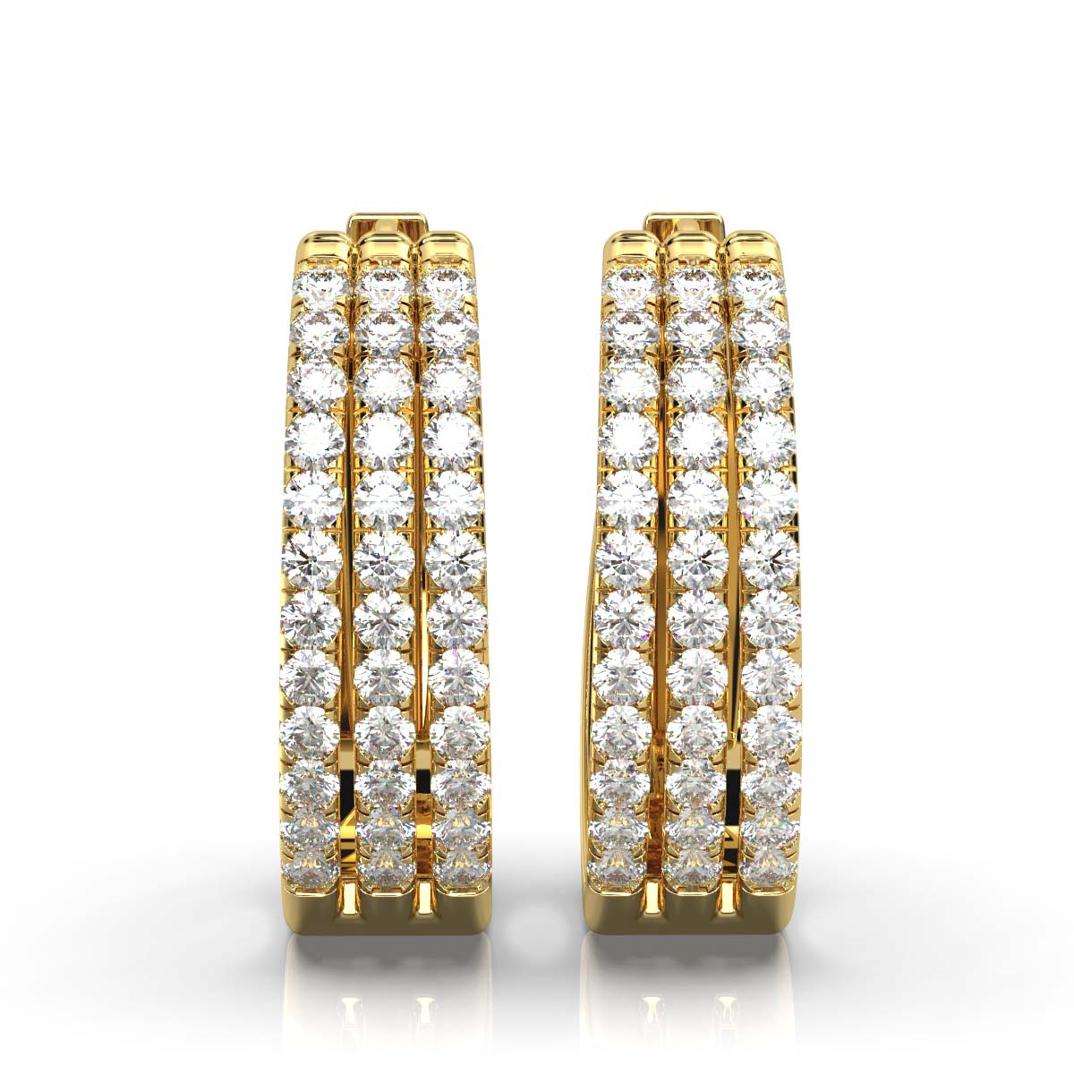 The Trinity Pavé Hoop: 1.22 CTW Wide Multi-Row Lab Diamond Huggies 14K-18K Gold/Platinum