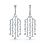 The Grand Deluge: 10.63 CTW Cascading Pear & Round Diamond Fringe Chandeliers 14K-18K Gold/Platinum