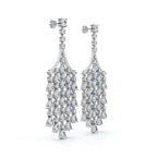 The Grand Deluge: 10.63 CTW Cascading Pear & Round Diamond Fringe Chandeliers 14K-18K Gold/Platinum