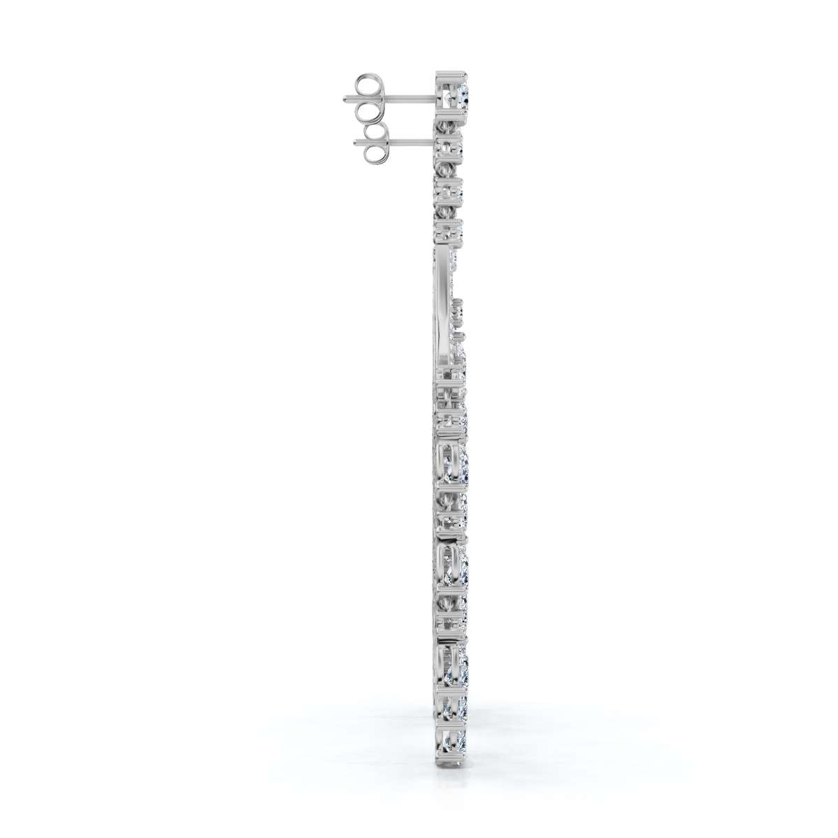 The Grand Deluge: 10.63 CTW Cascading Pear & Round Diamond Fringe Chandeliers 14K-18K Gold/Platinum