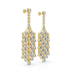 The Grand Deluge: 10.63 CTW Cascading Pear & Round Diamond Fringe Chandeliers 14K-18K Gold/Platinum