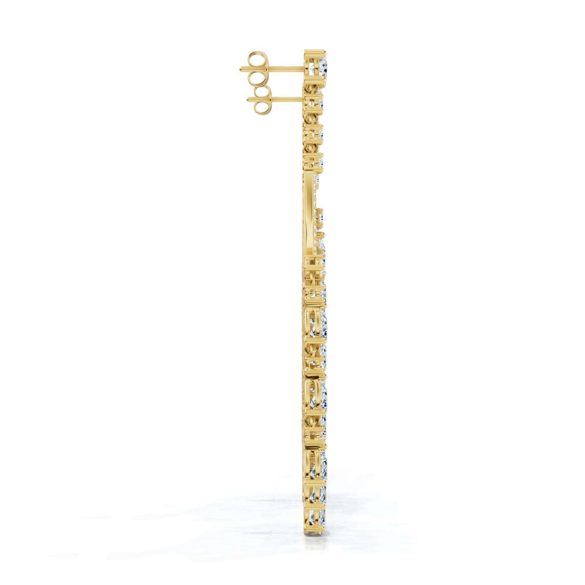 The Grand Deluge: 10.63 CTW Cascading Pear & Round Diamond Fringe Chandeliers 14K-18K Gold/Platinum