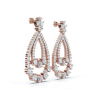 The Grand Tier: 8.36 CTW Nested Pear & Round Diamond Statement Chandelier Earrings 14K-18K Diamond/Platinum