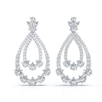 The Grand Tier: 8.36 CTW Nested Pear & Round Diamond Statement Chandelier Earrings 14K-18K Diamond/Platinum