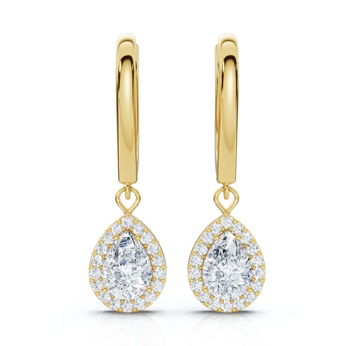 18K Yellow Gold Halo Lab Grown Diamond Earring (1 2/3 ct. tw)