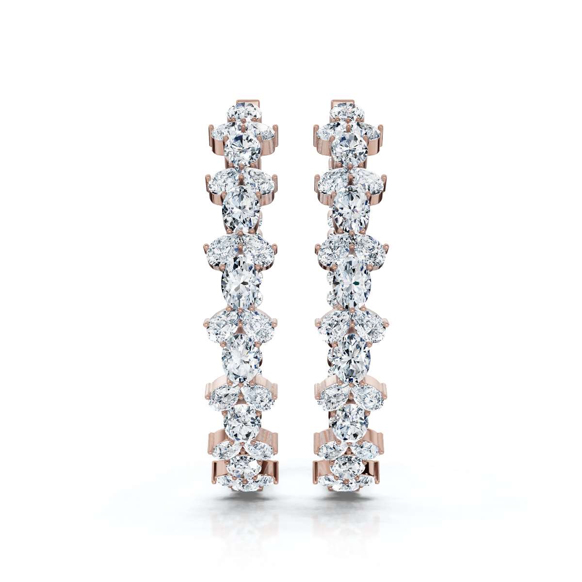 The Kaleidoscope Hoop: 7.84 CTW Mixed-Cut Inside-Out Lab-Grown Diamond Statement Hoops 14K-18K Gold/Platinum