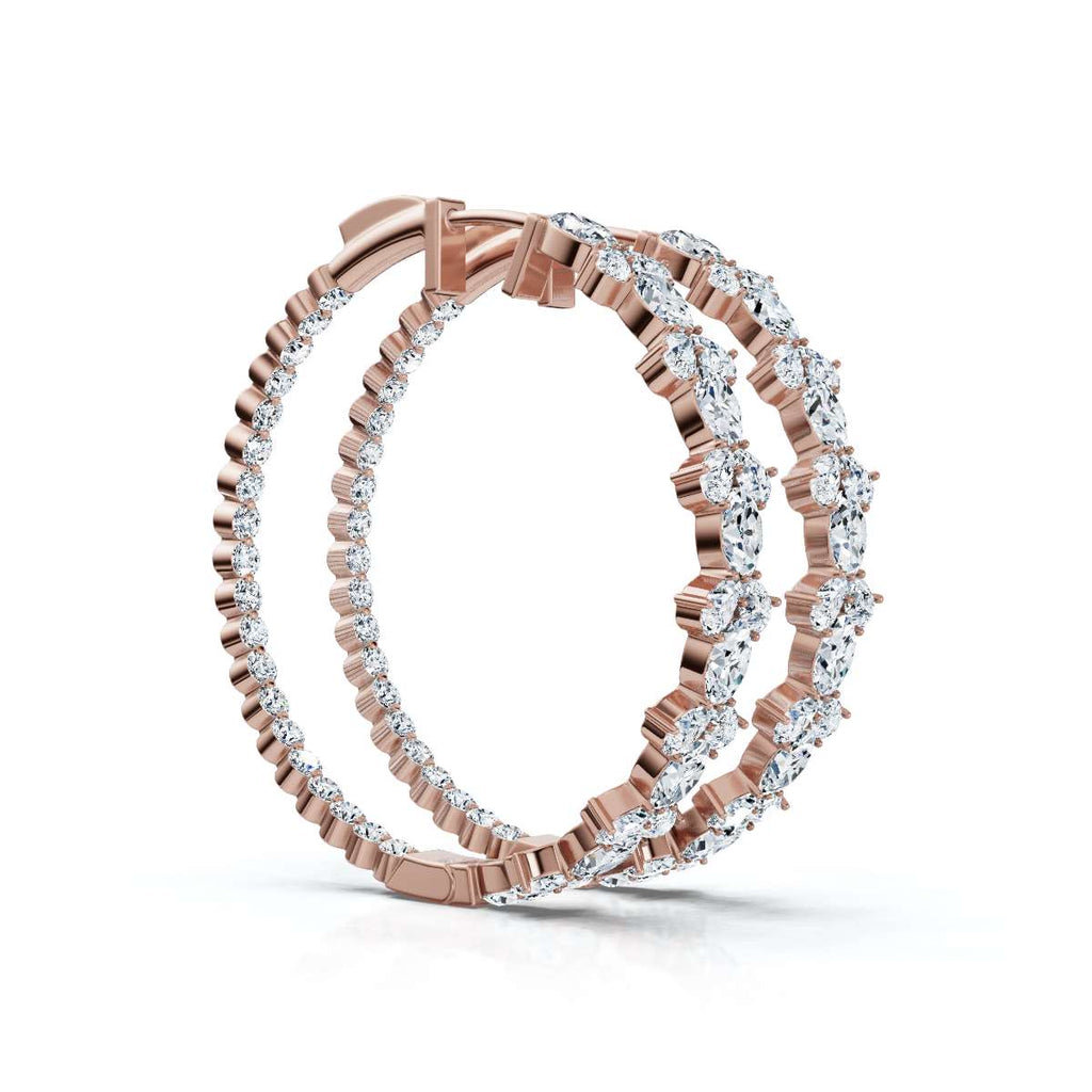 The Kaleidoscope Hoop: 7.84 CTW Mixed-Cut Inside-Out Lab-Grown Diamond Statement Hoops 14K-18K Gold/Platinum