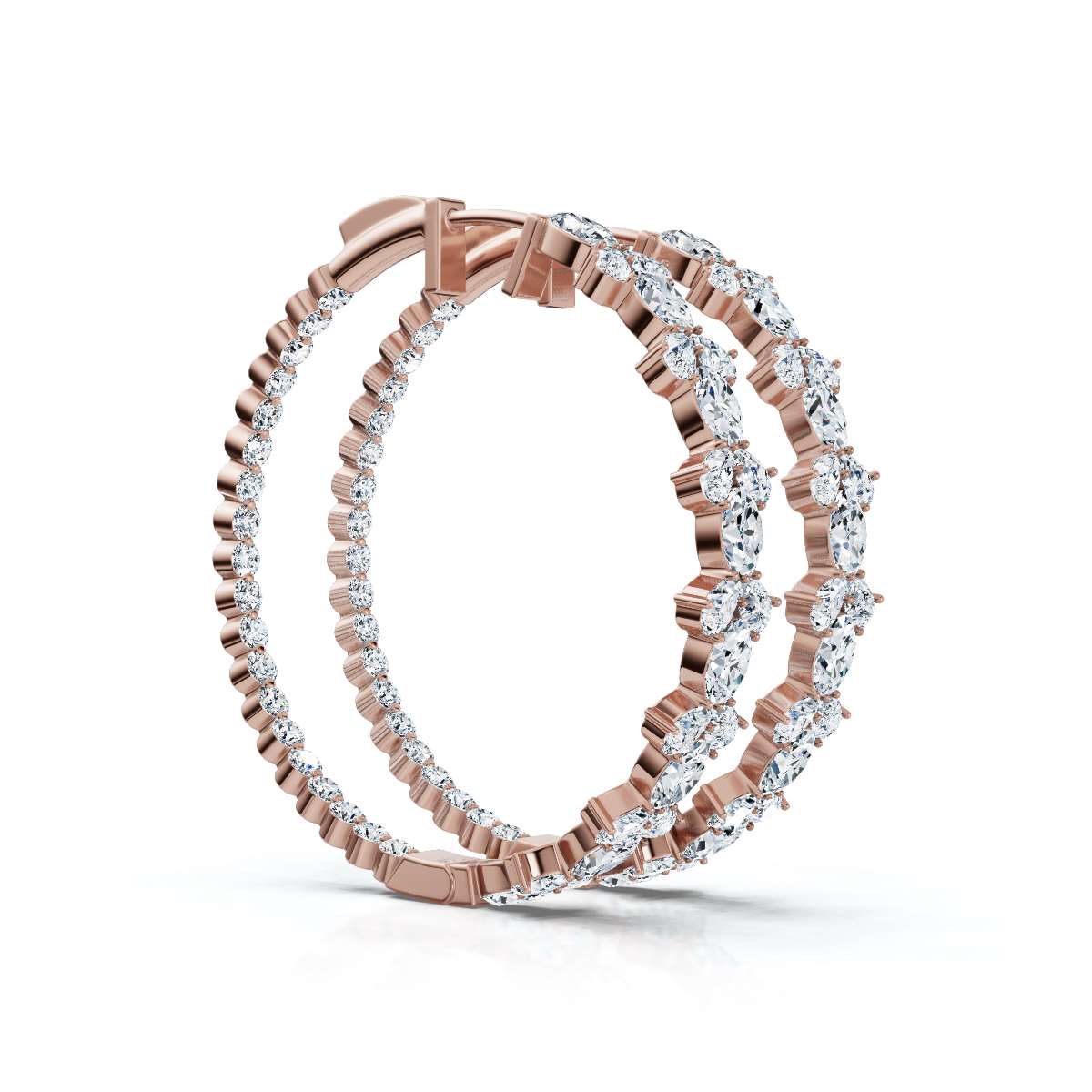 The Kaleidoscope Hoop: 7.84 CTW Mixed-Cut Inside-Out Lab-Grown Diamond Statement Hoops 14K-18K Gold/Platinum