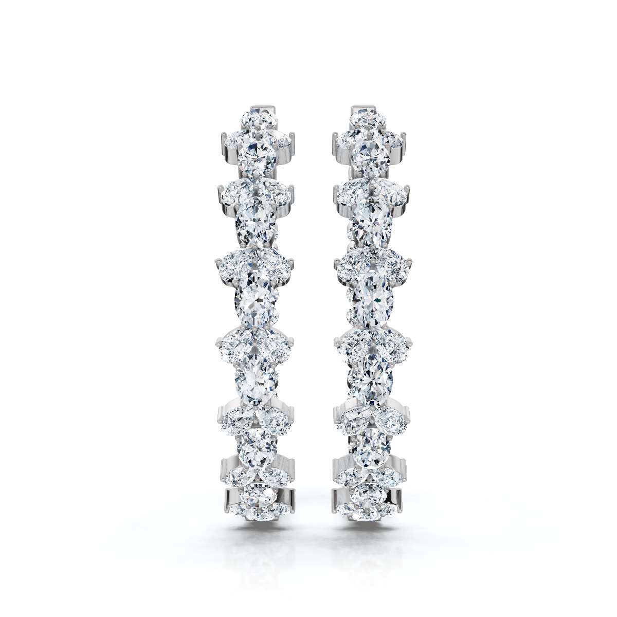 The Kaleidoscope Hoop: 7.84 CTW Mixed-Cut Inside-Out Lab-Grown Diamond Statement Hoops 14K-18K Gold/Platinum