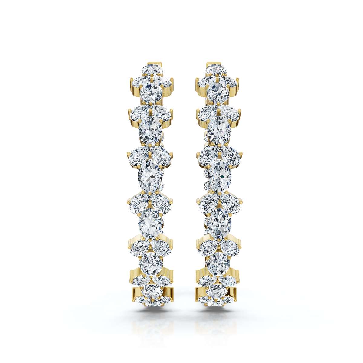 The Kaleidoscope Hoop: 7.84 CTW Mixed-Cut Inside-Out Lab-Grown Diamond Statement Hoops 14K-18K Gold/Platinum
