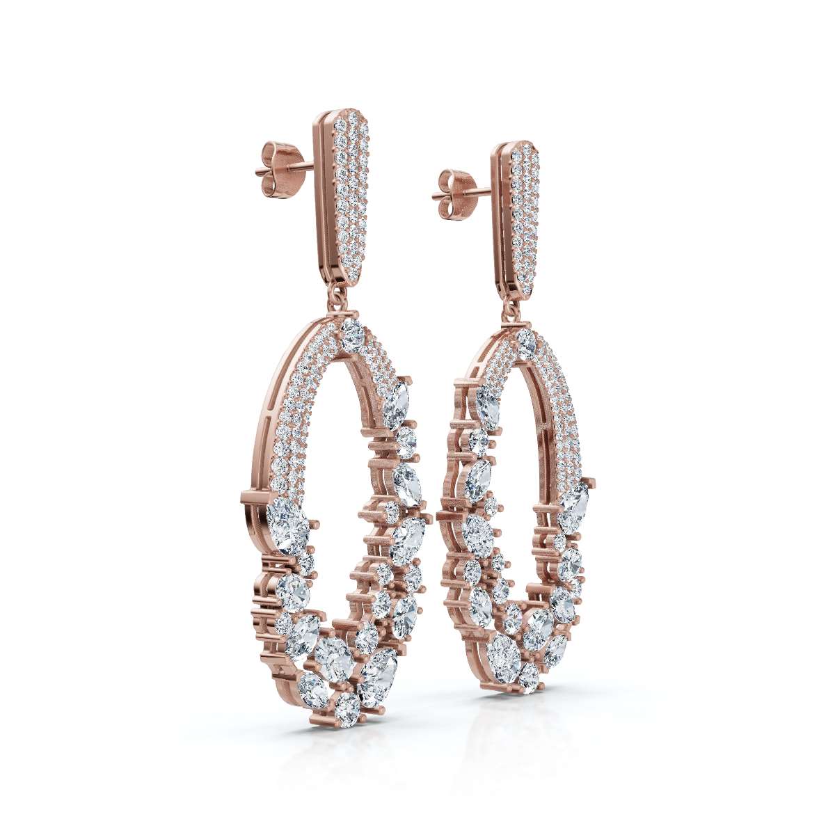 The Cluster Vine: 8.12 CTW Asymmetric Mixed-Cut Diamond Statement Chandelier Earrings 14K-18K Gold/Platinum