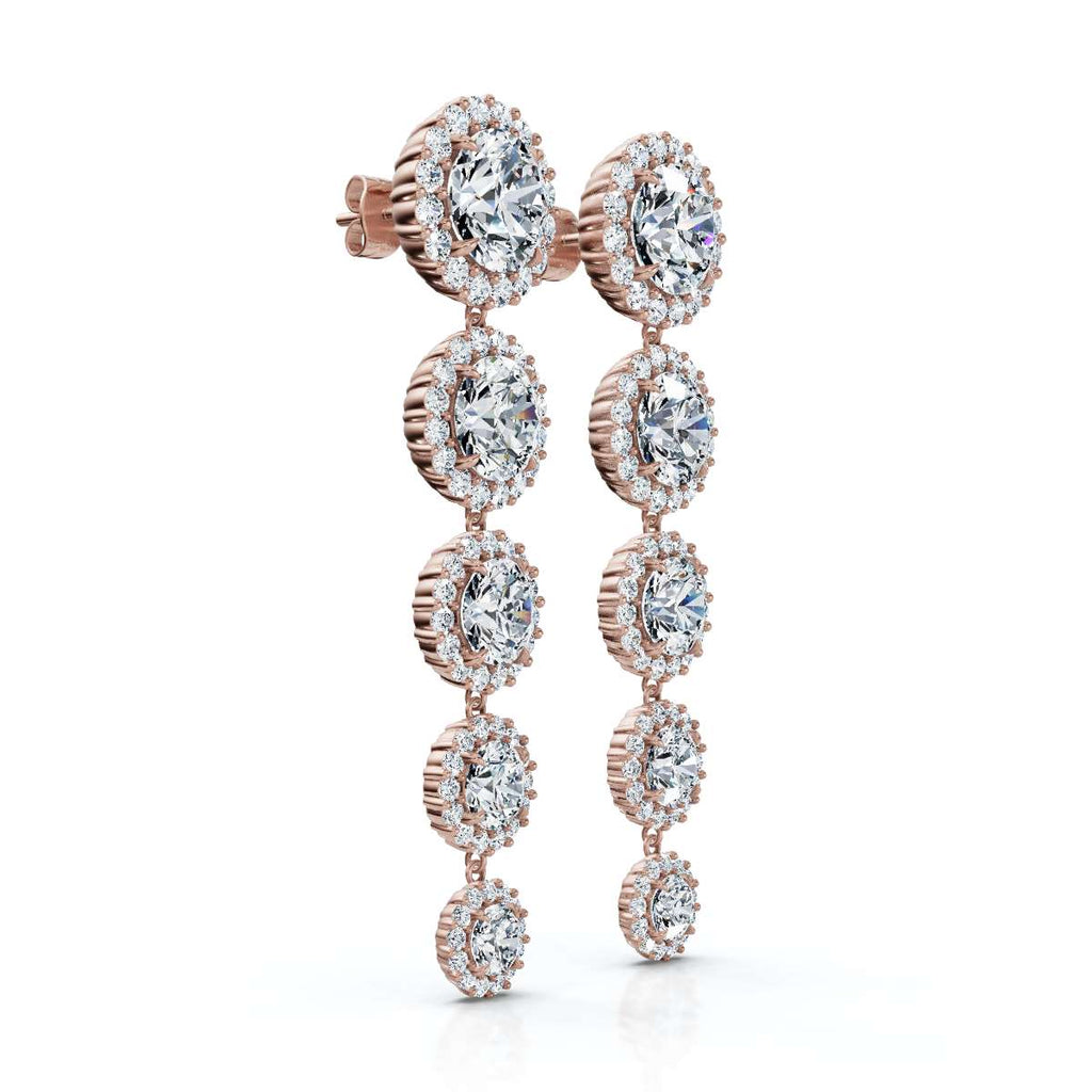 The Grand Tier: 11.77 CTW Graduated Diamond Classic Halo Statement Drops 14K-18K Gold/Platinum