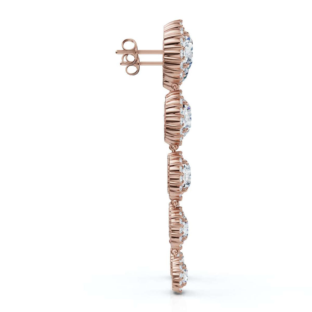 The Grand Tier: 11.77 CTW Graduated Diamond Classic Halo Statement Drops 14K-18K Gold/Platinum