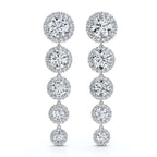 The Grand Tier: 11.77 CTW Graduated Diamond Classic Halo Statement Drops 14K-18K Gold/Platinum