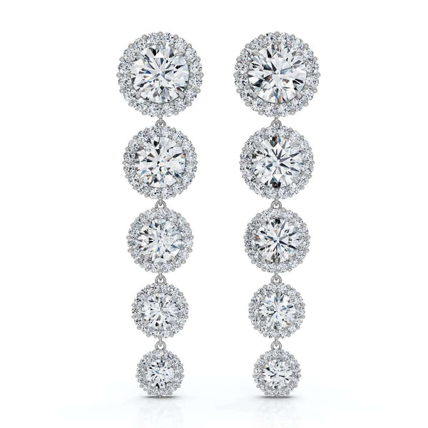 The Grand Tier: 11.77 CTW Graduated Diamond Classic Halo Statement Drops 14K-18K Gold/Platinum