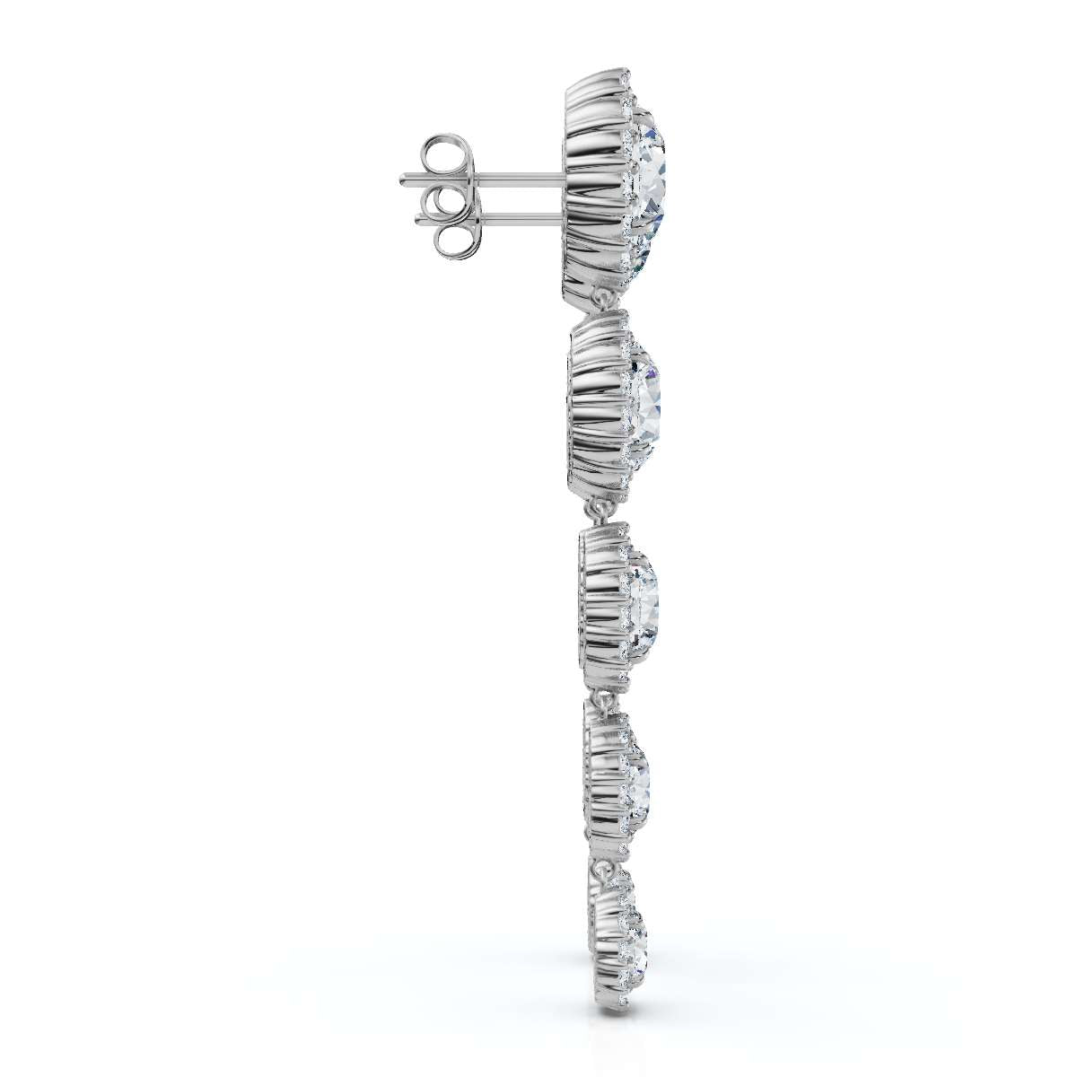 The Grand Tier: 11.77 CTW Graduated Diamond Classic Halo Statement Drops 14K-18K Gold/Platinum
