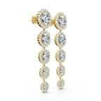 The Grand Tier: 11.77 CTW Graduated Diamond Classic Halo Statement Drops 14K-18K Gold/Platinum