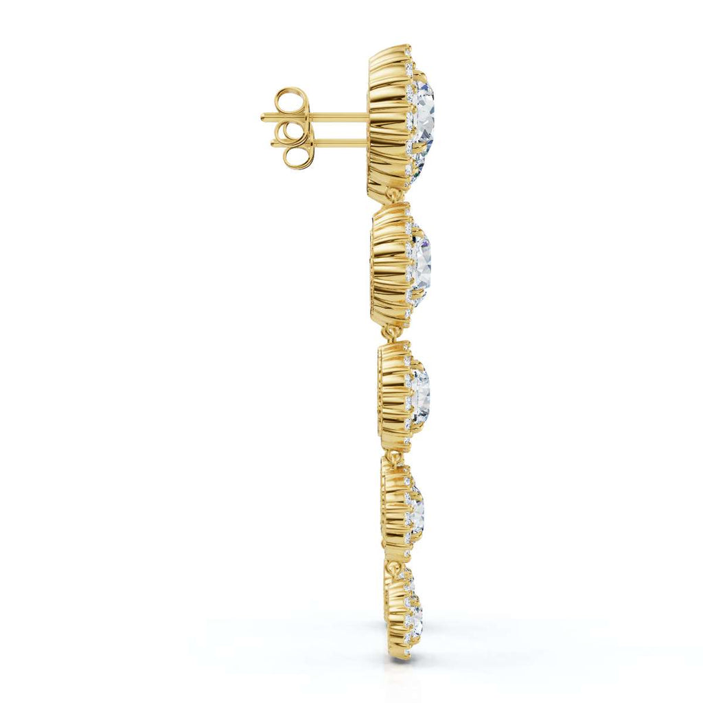 The Grand Tier: 11.77 CTW Graduated Diamond Classic Halo Statement Drops 14K-18K Gold/Platinum