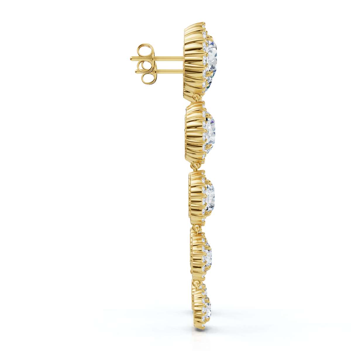 The Grand Tier: 11.77 CTW Graduated Diamond Classic Halo Statement Drops 14K-18K Gold/Platinum