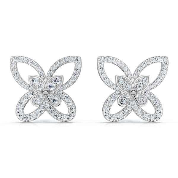 The Flutter Statement: 1.06 CTW Dimensional Lab-Grown Diamond Butterfly Studs Gold/Platinum