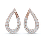 The Continuum Loop: 3.93 CTW Wrapped Multi-Row Pavé Teardrop Statement Hoops 14K-18K Gold/Platinum
