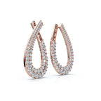 The Continuum Loop: 3.93 CTW Wrapped Multi-Row Pavé Teardrop Statement Hoops 14K-18K Gold/Platinum