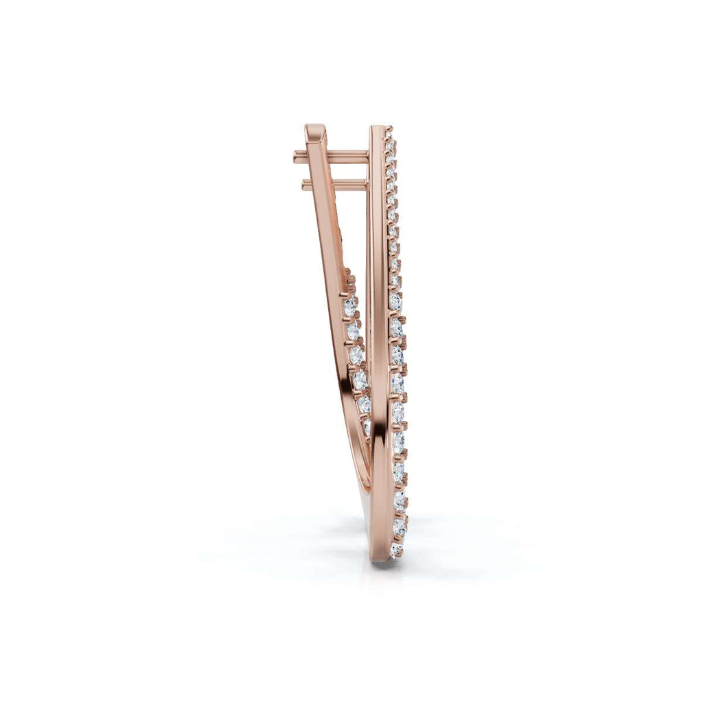 The Continuum Loop: 3.93 CTW Wrapped Multi-Row Pavé Teardrop Statement Hoops 14K-18K Gold/Platinum