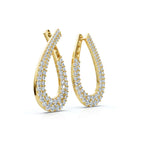 The Continuum Loop: 3.93 CTW Wrapped Multi-Row Pavé Teardrop Statement Hoops 14K-18K Gold/Platinum