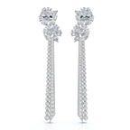 The Grand Cascade Max: 8.42 CTW Mixed-Cut Flower & Linear Tassel Statement Earrings 14K-18K Gold/Platinum