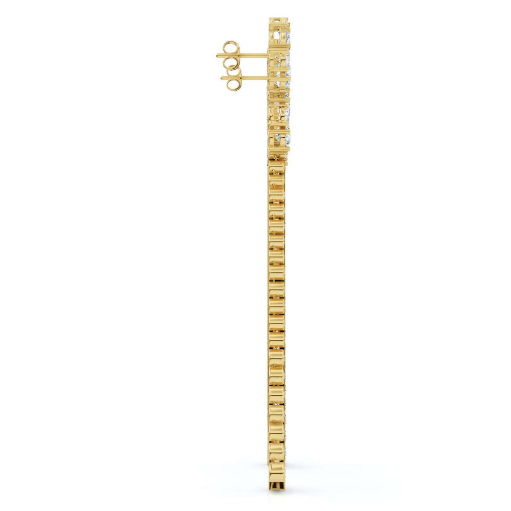 The Grand Cascade Max: 8.42 CTW Mixed-Cut Flower & Linear Tassel Statement Earrings 14K-18K Gold/Platinum