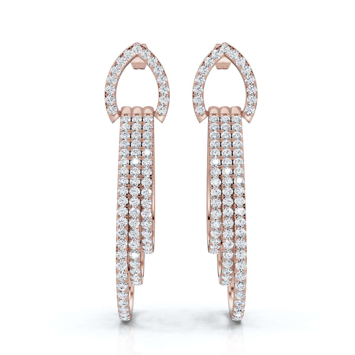 The Continuum Cascade: 2.65 CTW Concentric Layered Diamond Teardrop Drops 14K-18K Gold/Platinum