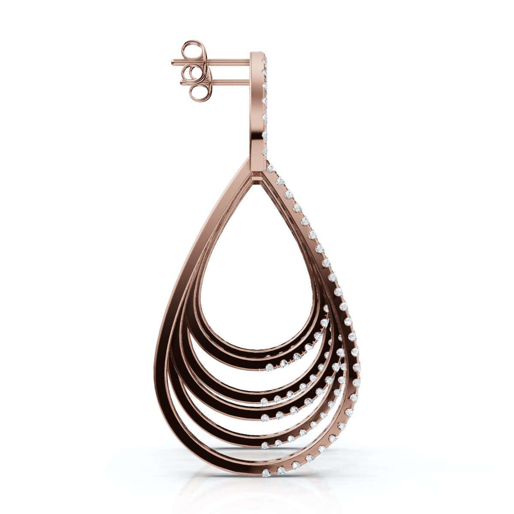 The Continuum Cascade: 2.65 CTW Concentric Layered Diamond Teardrop Drops 14K-18K Gold/Platinum