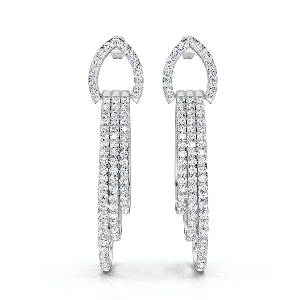 The Continuum Cascade: 2.65 CTW Concentric Layered Diamond Teardrop Drops 14K-18K Gold/Platinum
