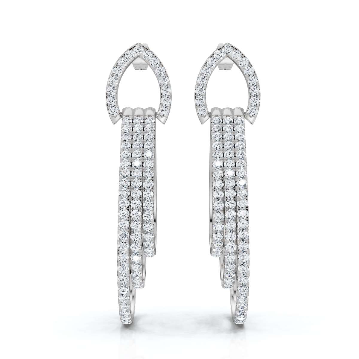 The Continuum Cascade: 2.65 CTW Concentric Layered Diamond Teardrop Drops 14K-18K Gold/Platinum