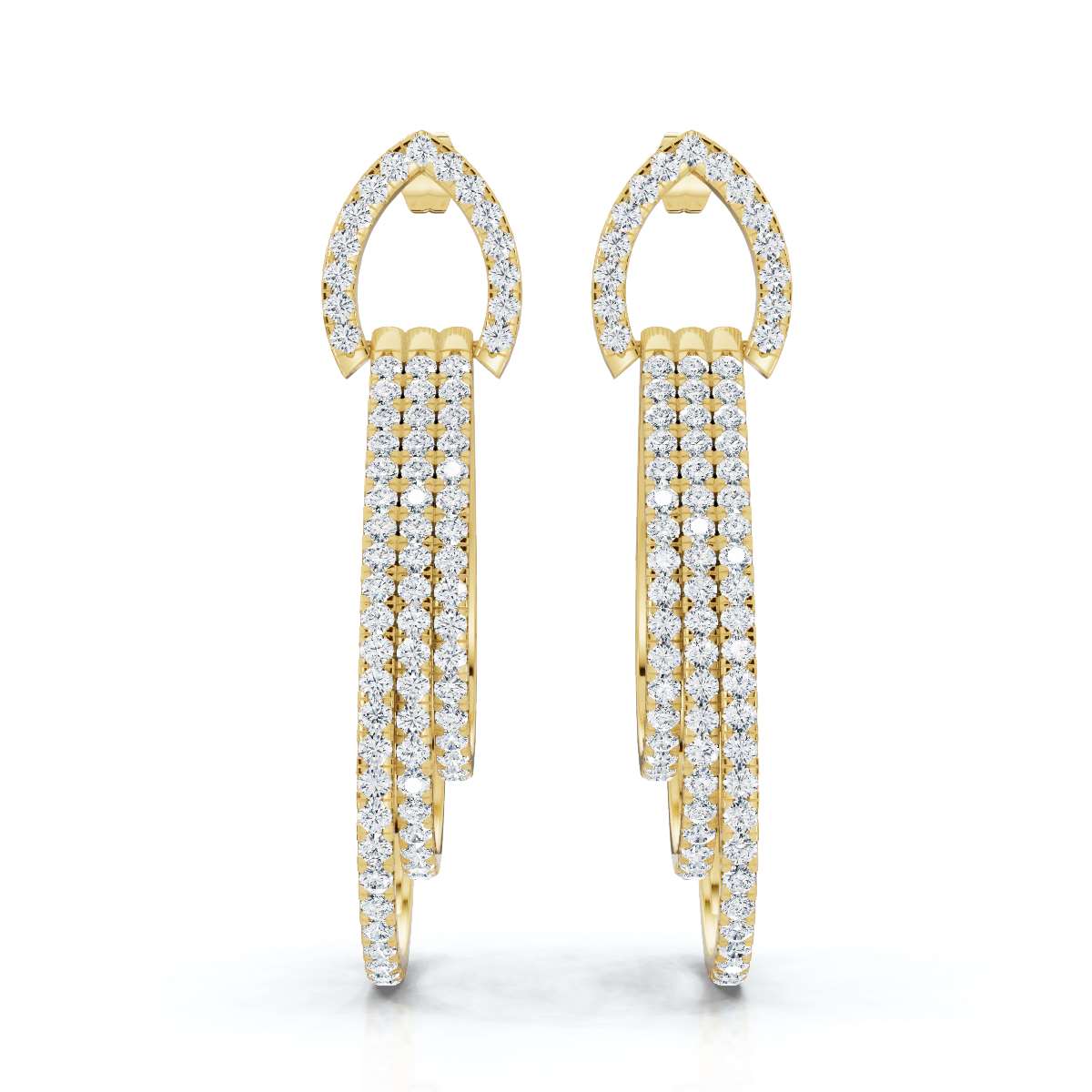 The Continuum Cascade: 2.65 CTW Concentric Layered Diamond Teardrop Drops 14K-18K Gold/Platinum