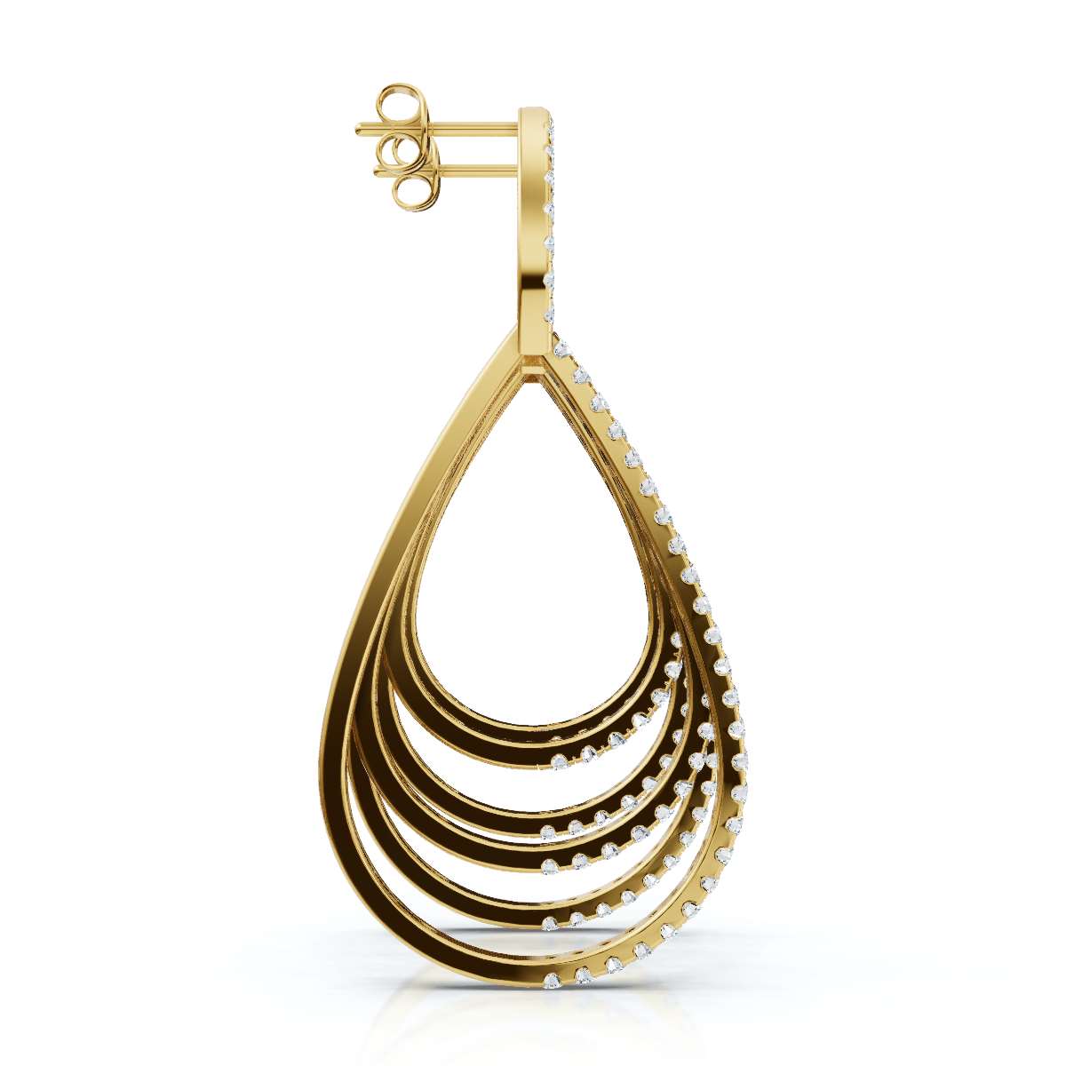 The Continuum Cascade: 2.65 CTW Concentric Layered Diamond Teardrop Drops 14K-18K Gold/Platinum