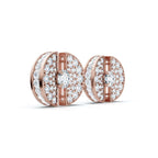 The Horizon Rift: 3.72 CTW Floating Solitaire & Pavé Crescent Button Studs 14K-18K Gold/Platinum