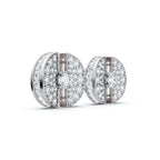 The Horizon Rift: 3.72 CTW Floating Solitaire & Pavé Crescent Button Studs 14K-18K Gold/Platinum
