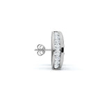 The Horizon Rift: 3.72 CTW Floating Solitaire & Pavé Crescent Button Studs 14K-18K Gold/Platinum