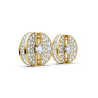 The Horizon Rift: 3.72 CTW Floating Solitaire & Pavé Crescent Button Studs 14K-18K Gold/Platinum