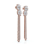 The Grand Cascade: 6.64 CTW Mixed-Cut Flower & Linear Tassel Statement Earrings 14K-18K Gold/Platinum