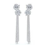 The Grand Cascade: 6.64 CTW Mixed-Cut Flower & Linear Tassel Statement Earrings 14K-18K Gold/Platinum