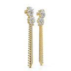 The Grand Cascade: 6.64 CTW Mixed-Cut Flower & Linear Tassel Statement Earrings 14K-18K Gold/Platinum