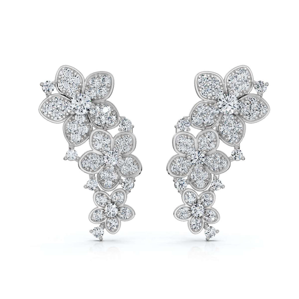 The Wildflower Vine: 3.30 CTW Graduated Diamond Cluster Statement Studs 14K-18K Gold/Platinum